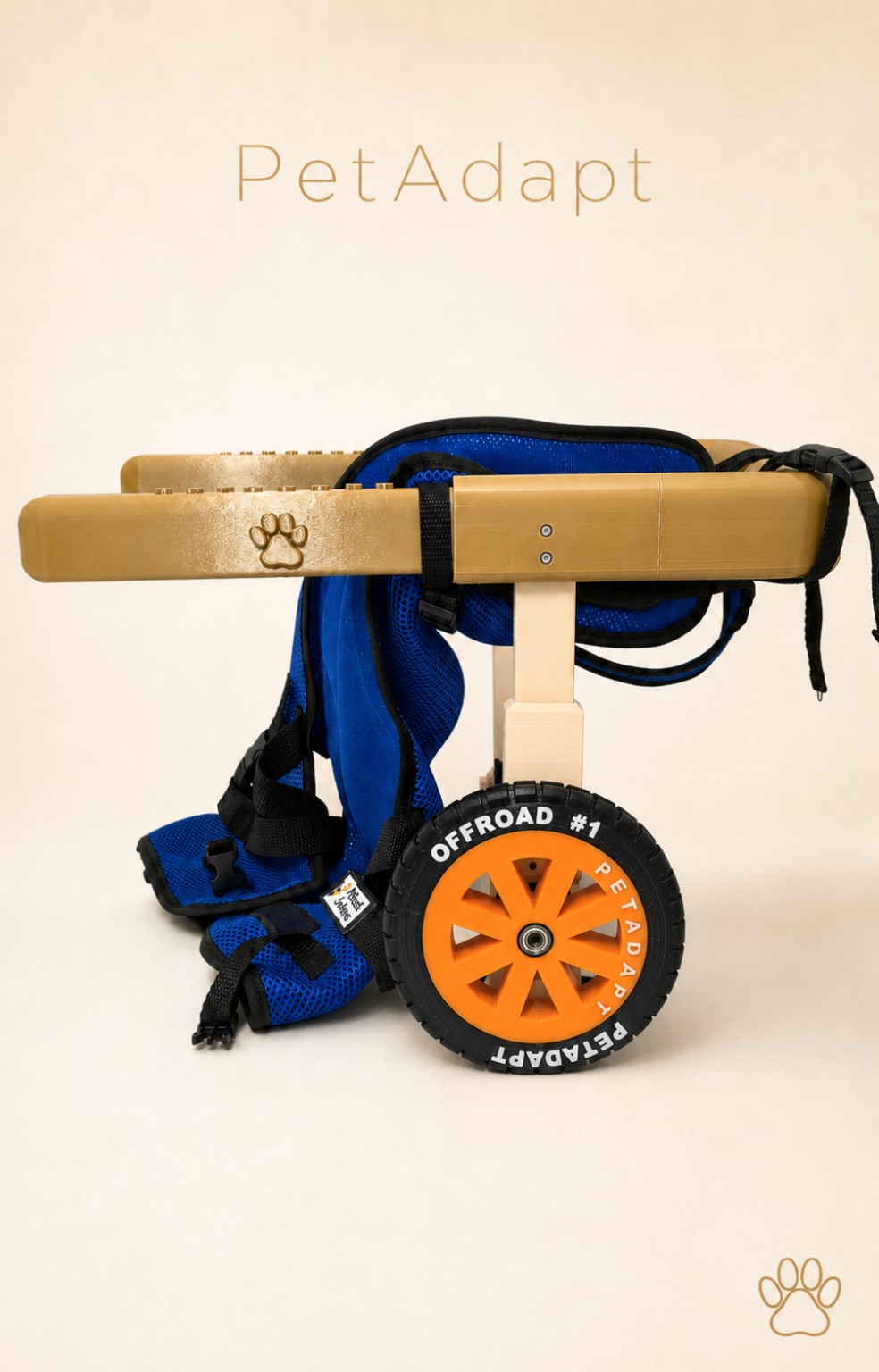 Cadeirinha de mobilidade PetAdapt com roda off-road